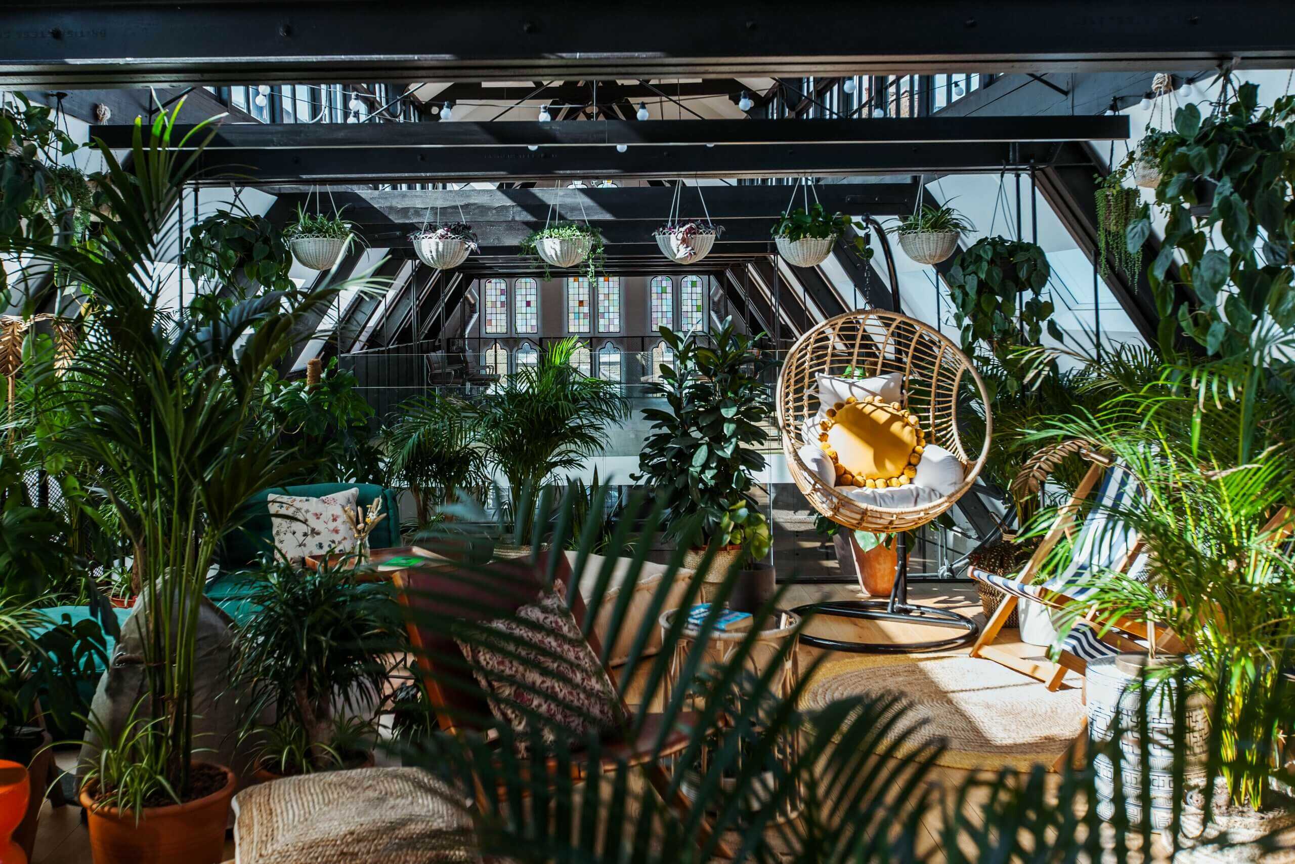 the hanging garden area at the Missionworks Hammersmith - on Tally Workspace